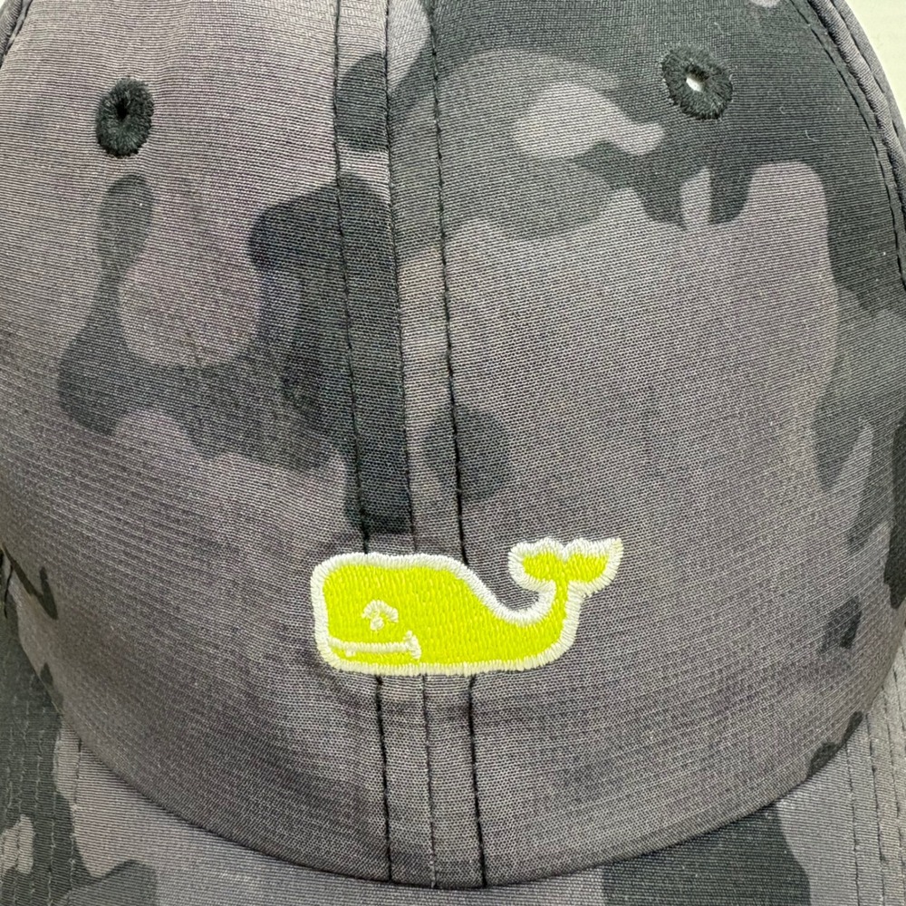 Vineyard Vines Camo Whale Logo Baseball Cap Hat Gray Adjustable